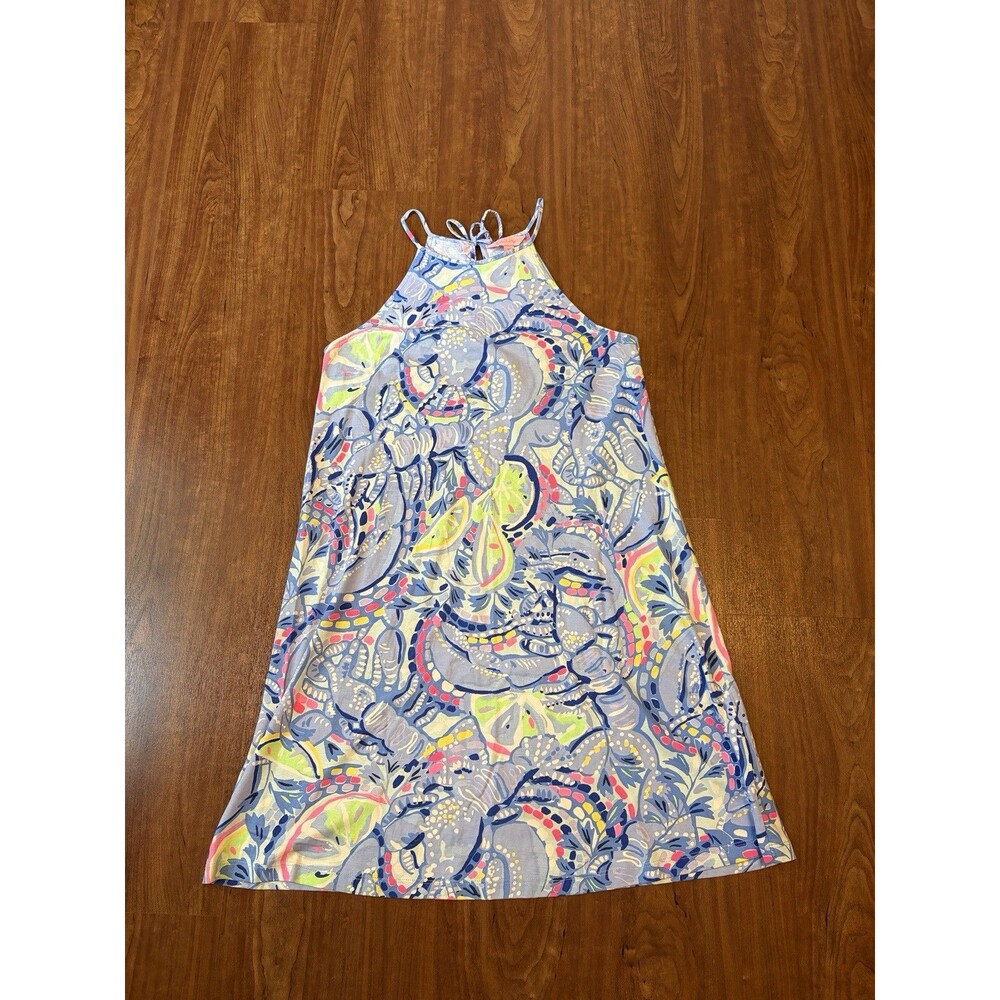 Lilly Pulitzer Margot Swing Dress XS Blue Peri Pinch Pinch Pima Cotton Tassel